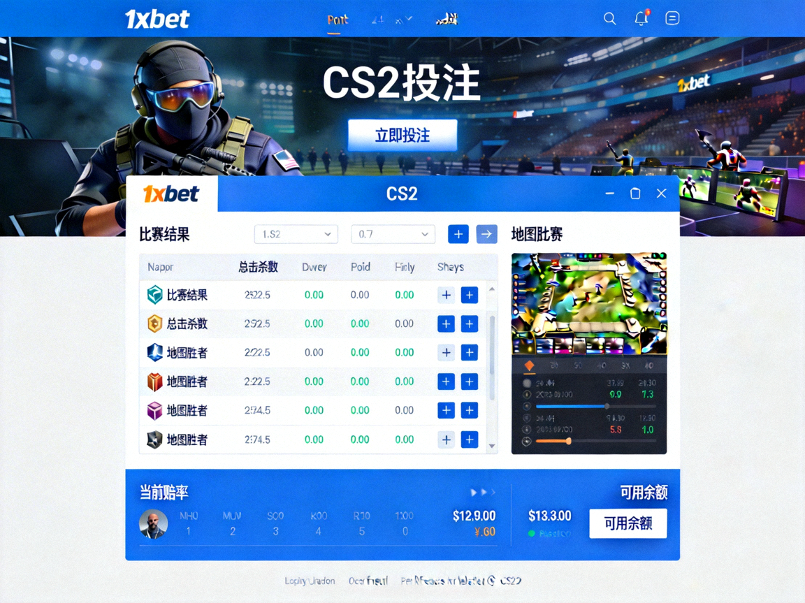 1xbet CS2投注畫面